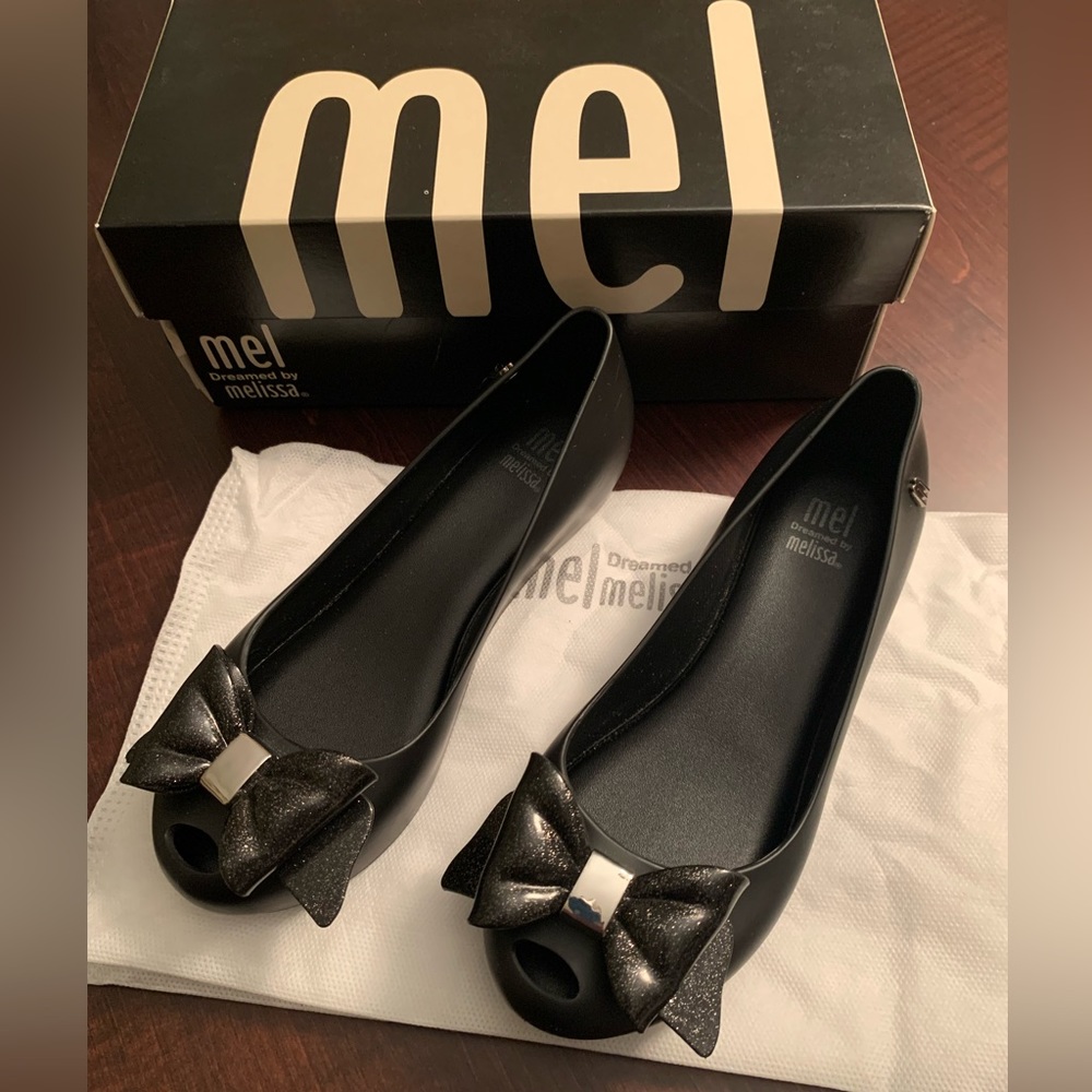 Mini Melissa Girls Black Ultragirl Sweet III Ballet Flats - Size 1 US